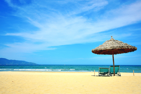 Sunny beach in Da Nang resort, South China sea, Vietnam