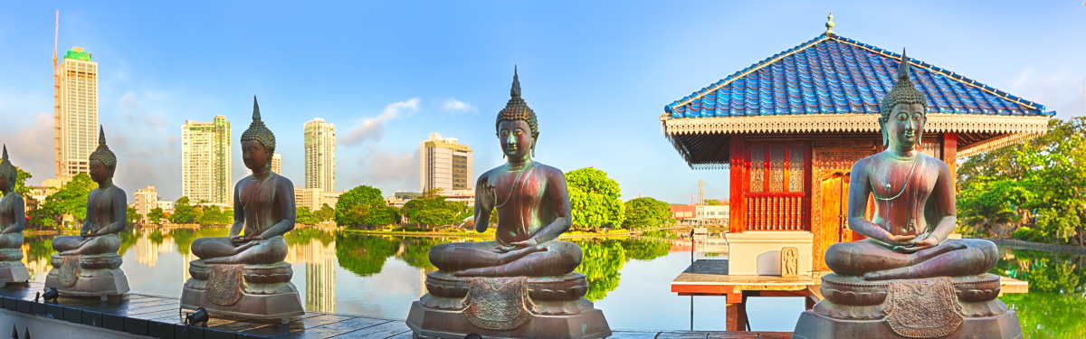 Seema Malaka temple on Beira Lake. Colombo, Sri Lanka. Panorama